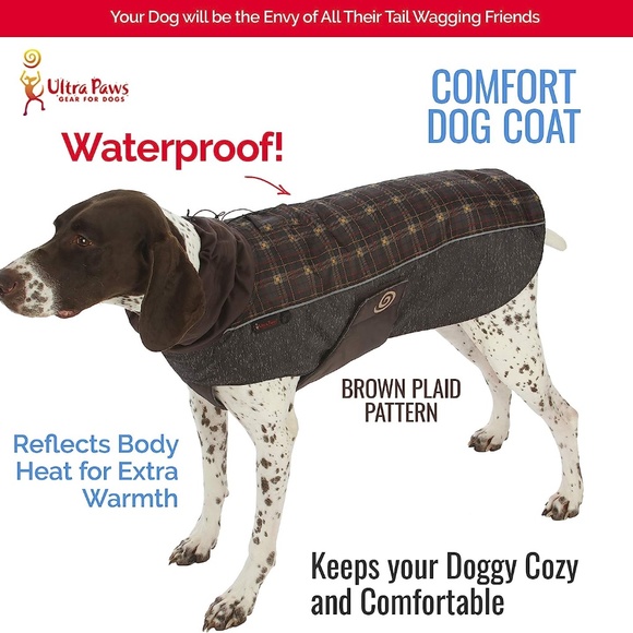 Ultra Paws Dog Comfort Coat, Brown Plaid/Reflective, 4XL, Warm - Picture 2 of 6